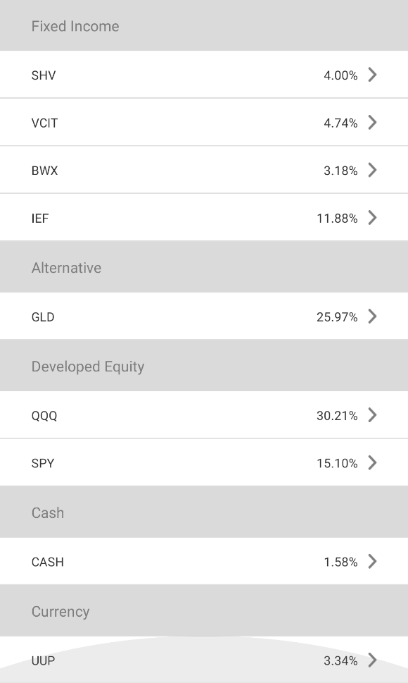 SqSave Very Aggressive Portfolio's investment composition